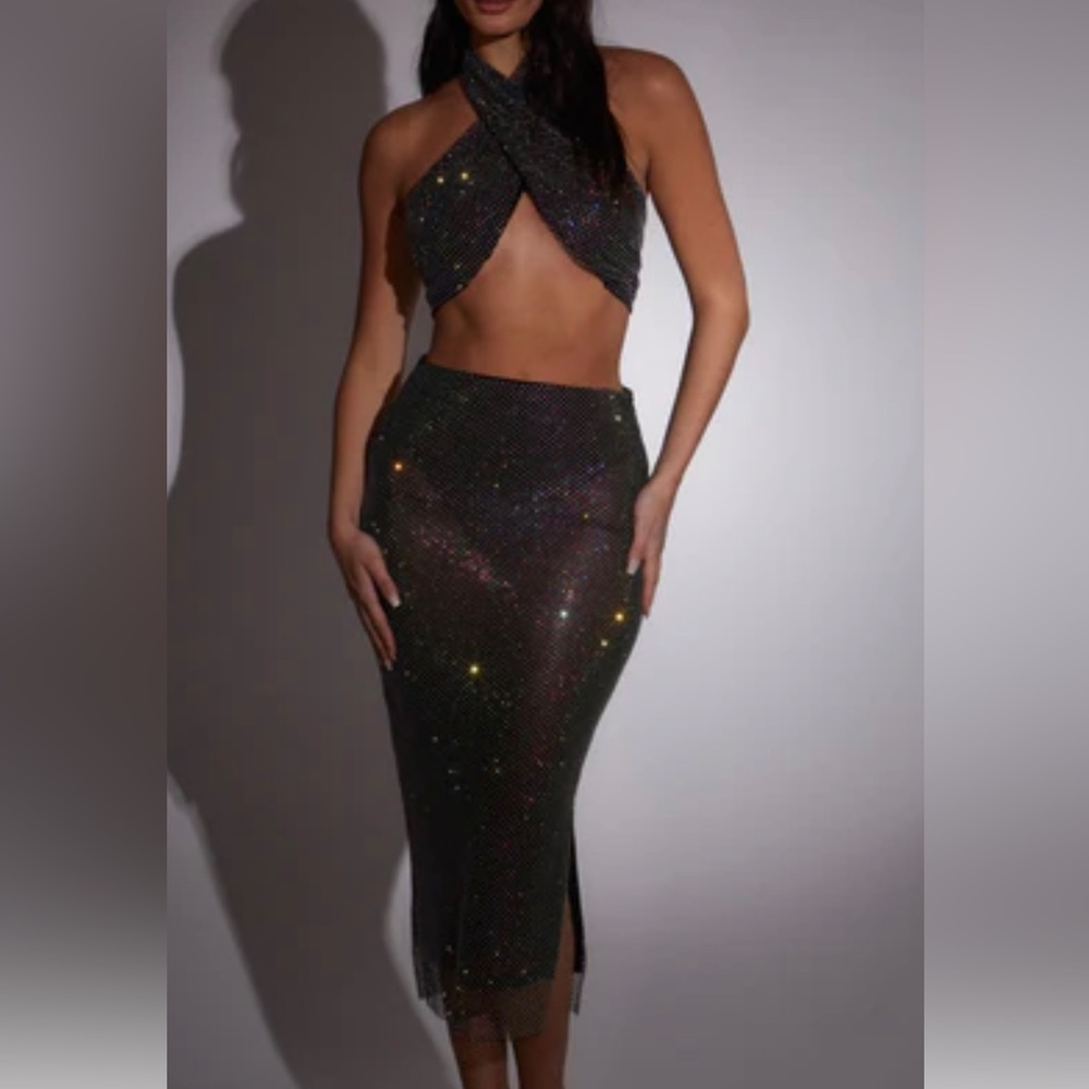 SLA THE LABEL two piece rhine stone set